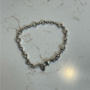Brighton Silver Heart Charm Bracelet 8”